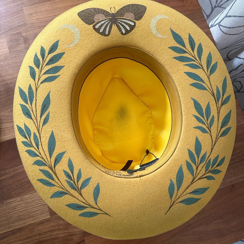 Luna Bloom Wide Brim Painted Hat + Hat Bag